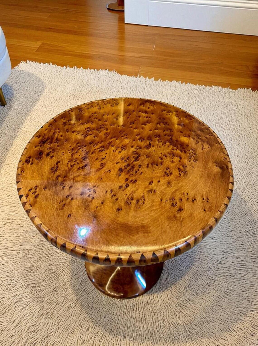 Handmade Moroccan solid wood coffee table with decorative inlay