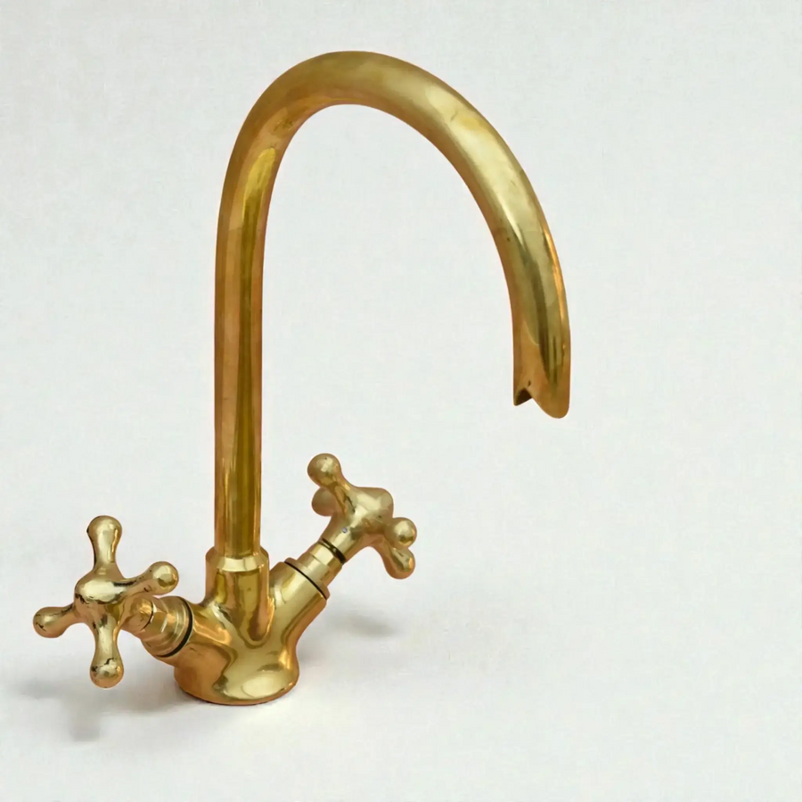 Handcrafted copper faucet for bathroom or kitchen sink