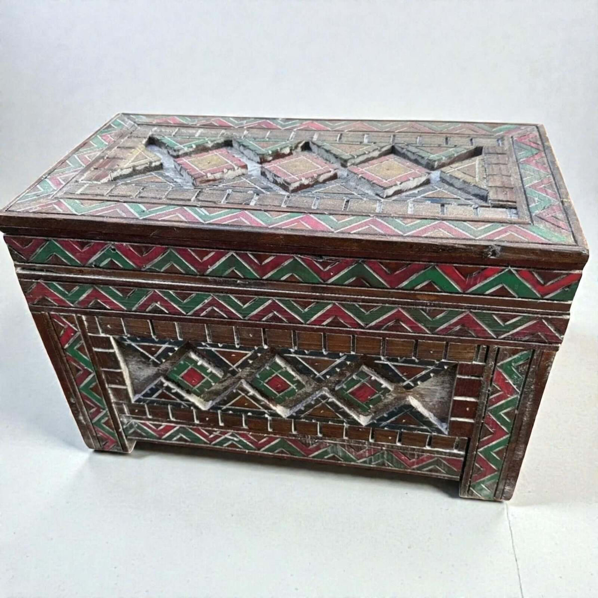 Moroccan carved wooden storage cabinet for entryway