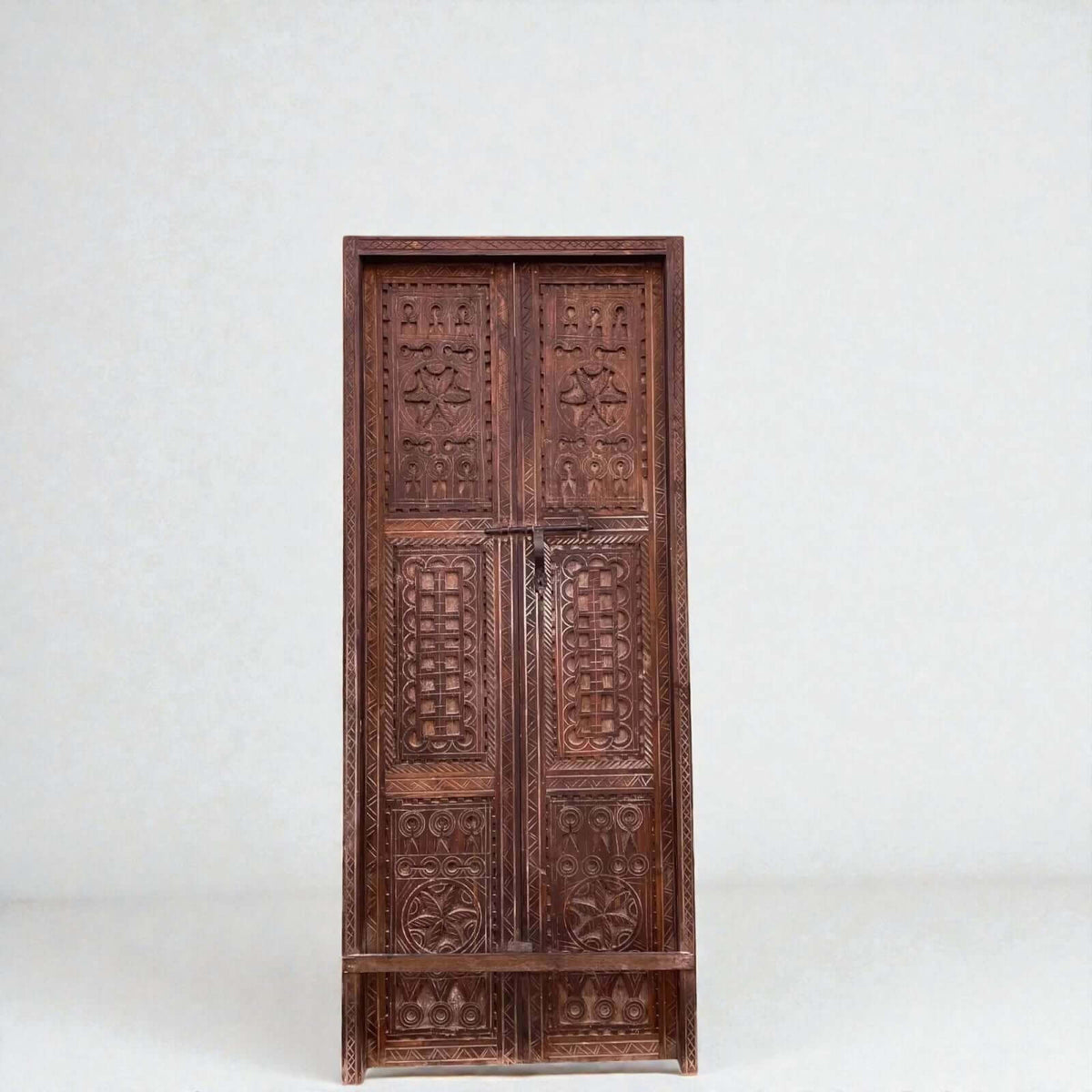 Moroccan hand-carved double wooden entry door