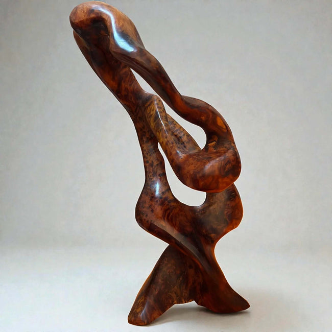 Handmade abstract Moroccan wooden sculpture