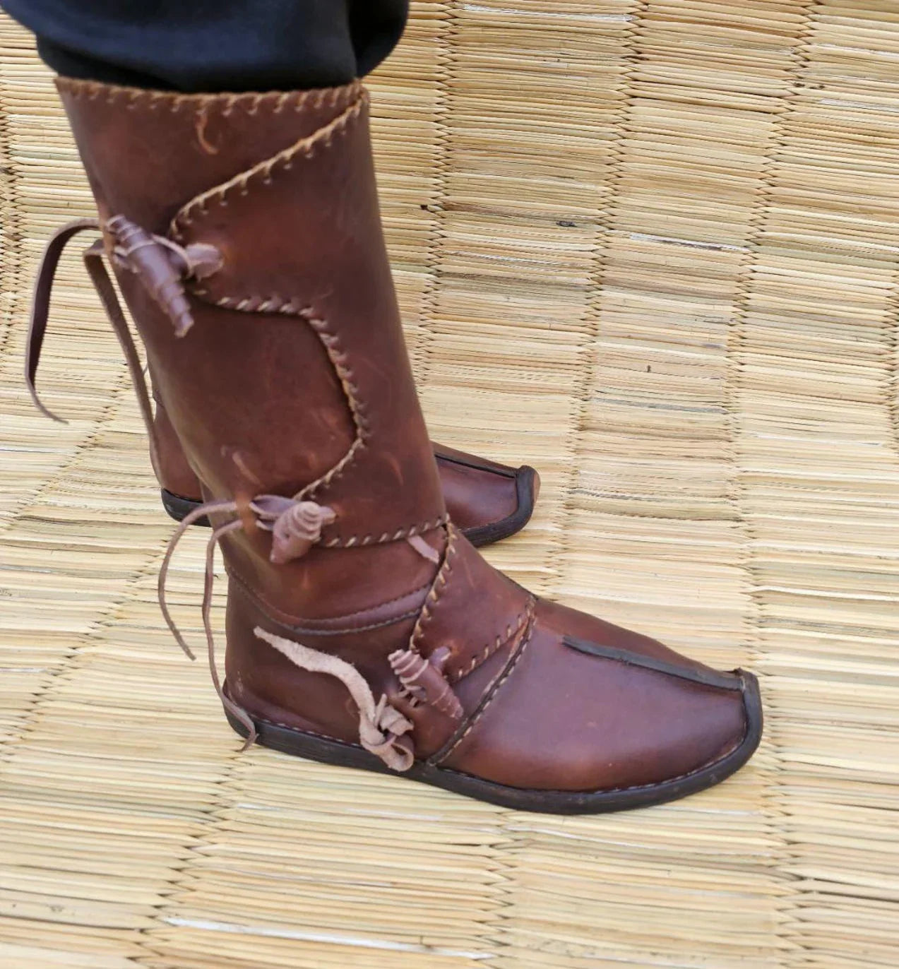 Handmade Leather Boots – Authentic Medieval Viking Boots Brown - AtlasMuseCrafts