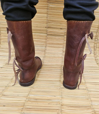 Handmade Leather Boots – Authentic Medieval Viking Boots Brown - AtlasMuseCrafts