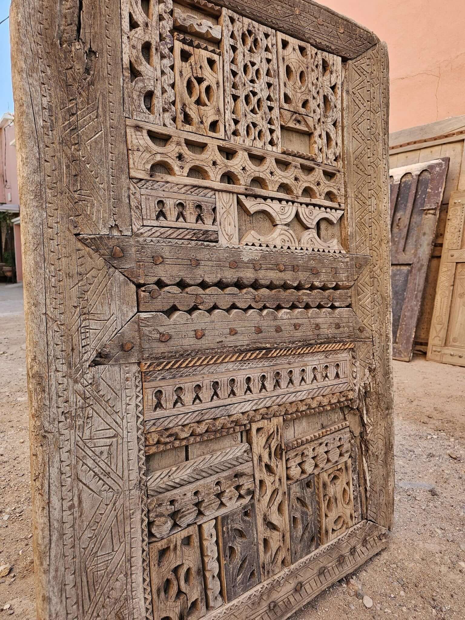 Antique floral carved wooden door for romantic Mediterranean homes