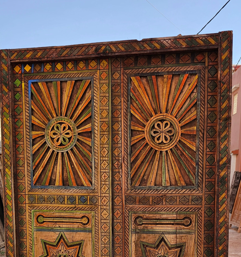 Multicolor Custom Size Moroccan Door - AtlasMuse