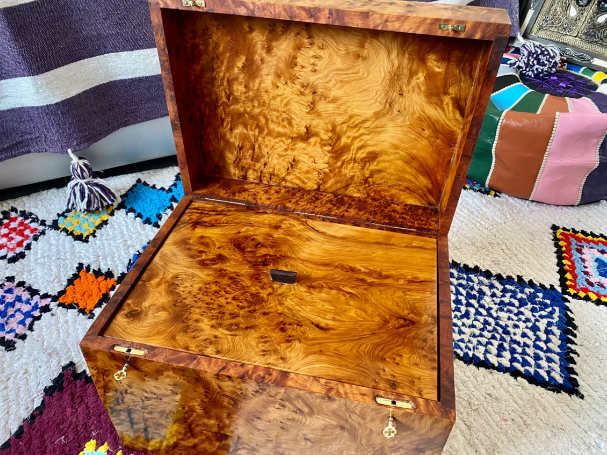 Big jewellery Box burl thuya Box organizer With Key - AtlasMuse