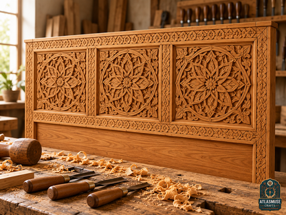 Wood Platform Bed Frame – Handmade Moroccan Solid Wood Bed