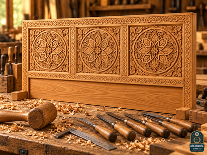 Moroccan Bed Frame – Hand-Carved Solid Wood Bed