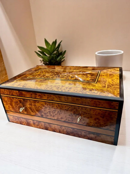 Decorative Handcrafted Wooden Jewelry Box Organizer With Key - AtlasMuseCrafts