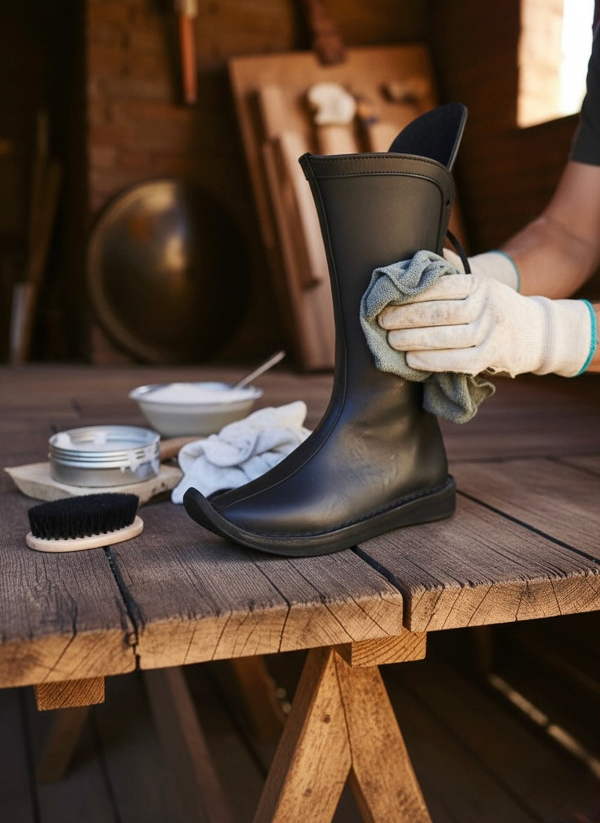 cleaning medieval leather boots
