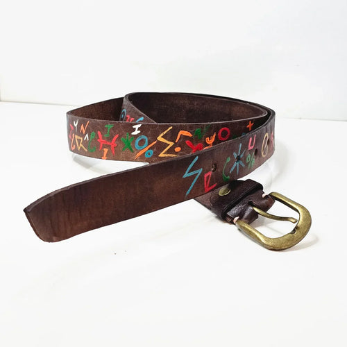 Hand-Painted Moroccan Leather Belts - AtlasMuseCrafts