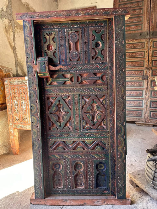 Antique Moroccan Handmade Door with Knobs - AtlasMuseCrafts