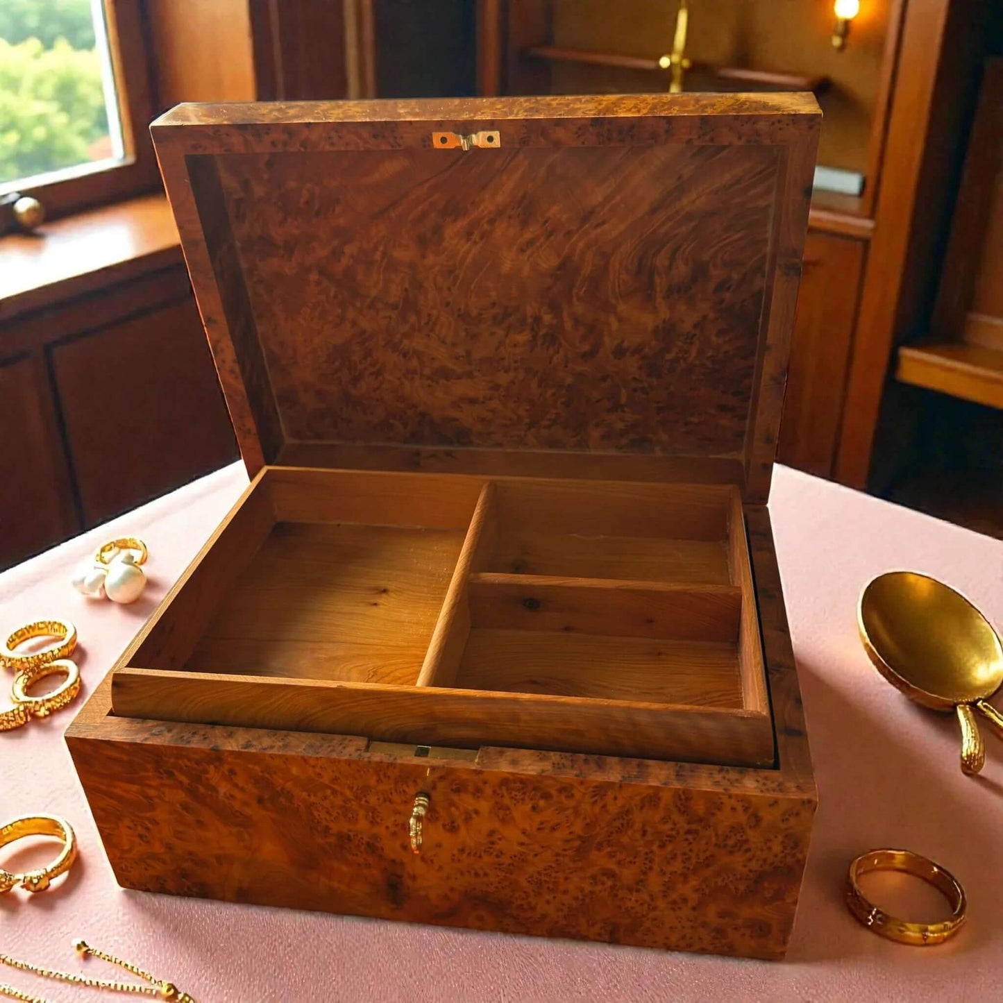 Burl Wood Box – Handmade Moroccan by AtlasMuseCrafts