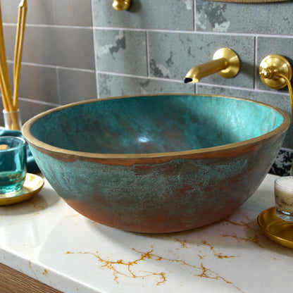 Green Patina Copper Vessel Sink