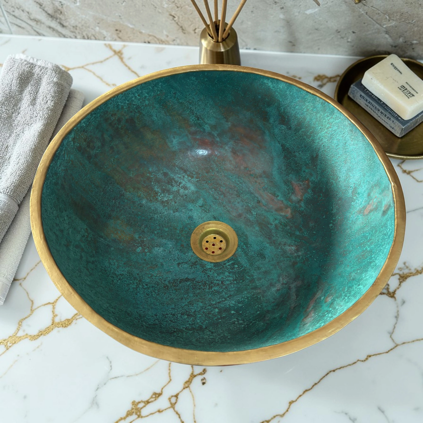 Green Patina Copper Vessel Sink