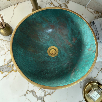 Green Patina Copper Vessel Sink
