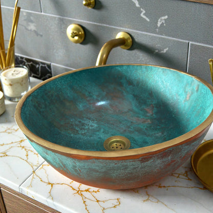 Green Patina Copper Vessel Sink