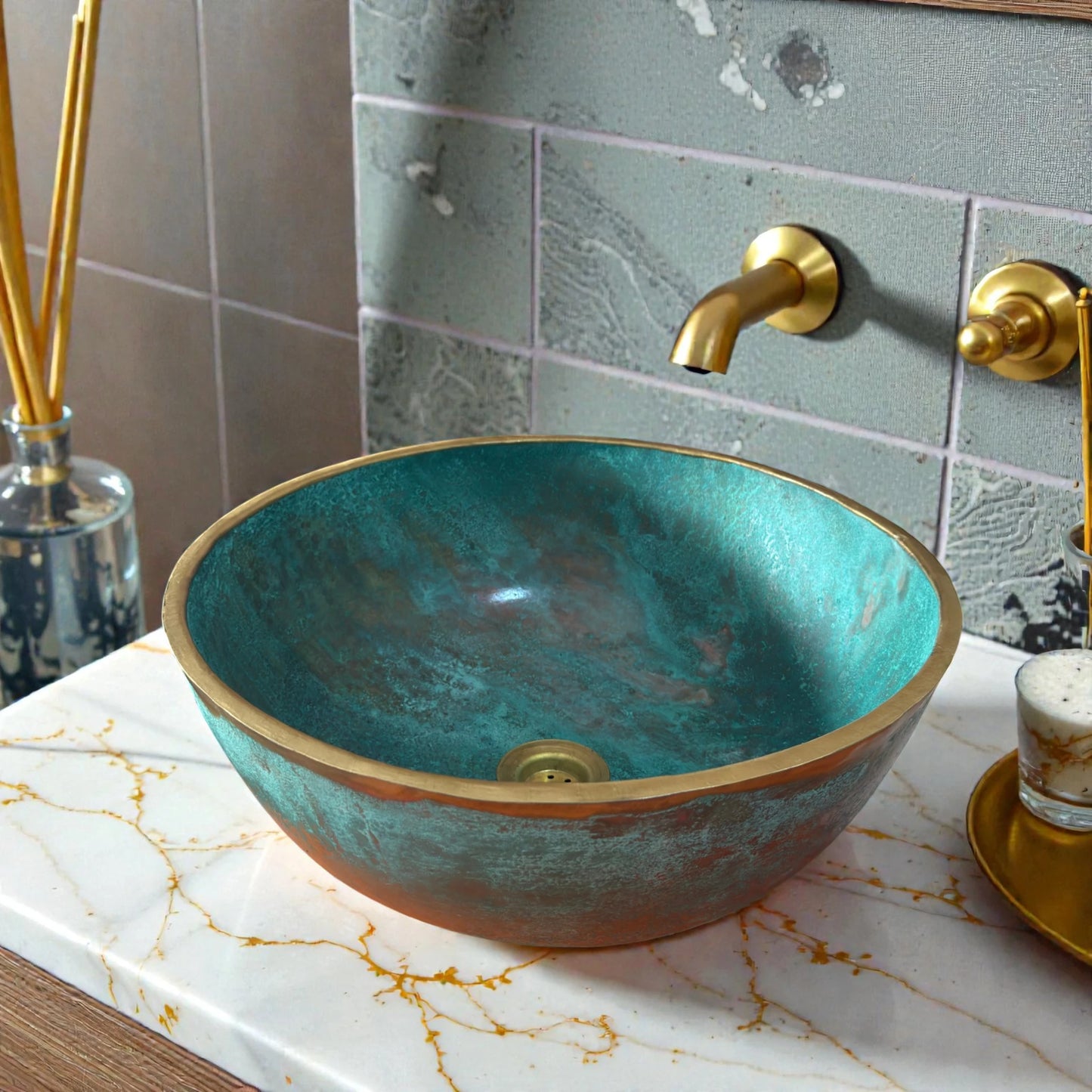 Green Patina Copper Vessel Sink