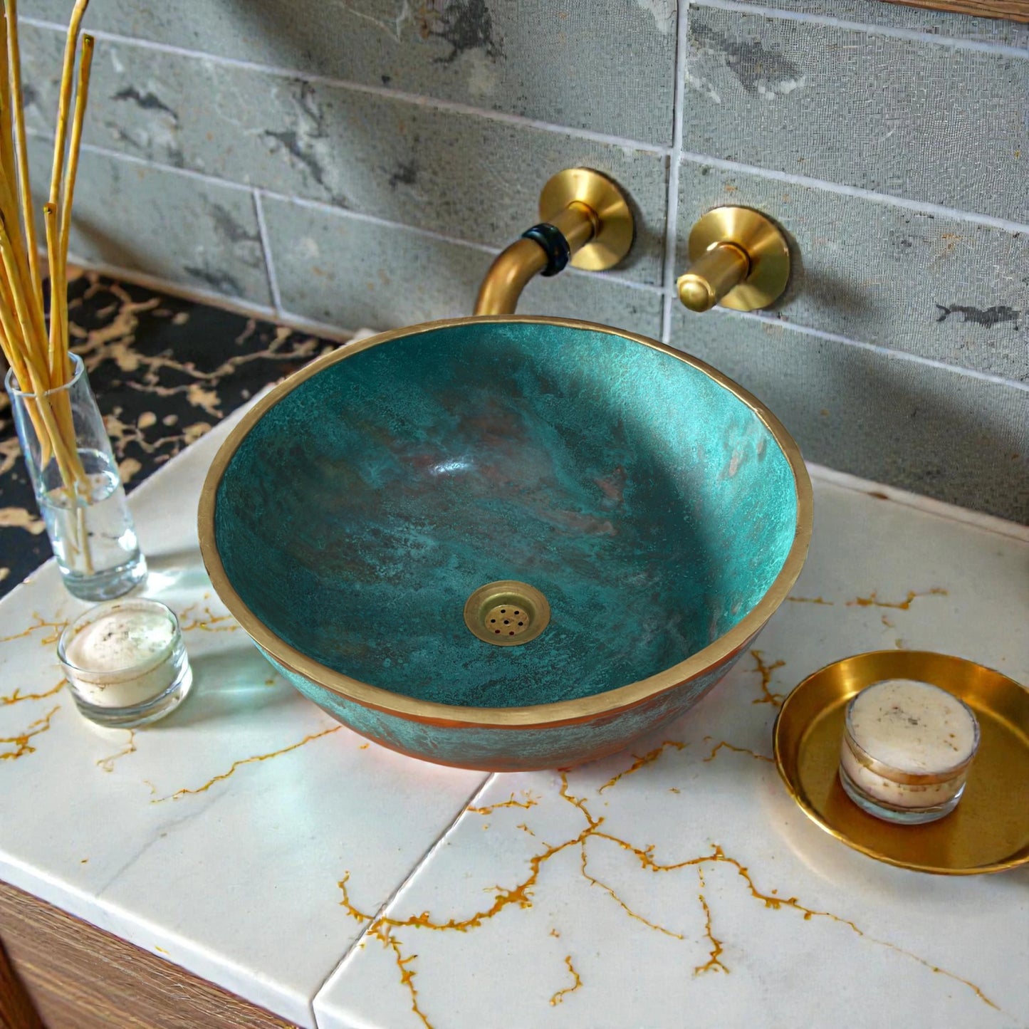 Green Patina Copper Vessel Sink