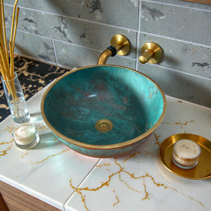 Green Patina Copper Vessel Sink