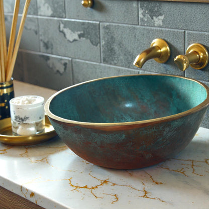 Green Patina Copper Vessel Sink