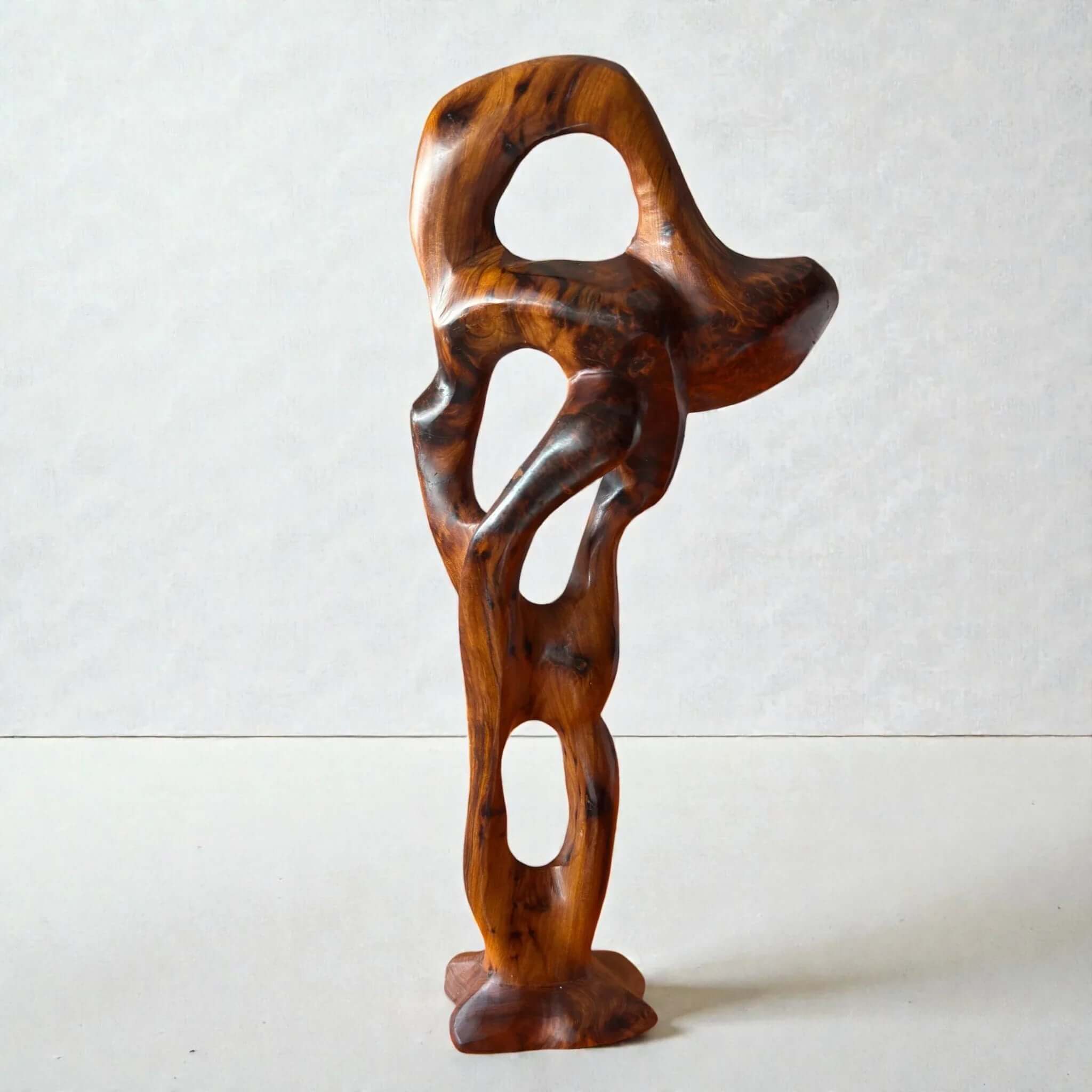 Handmade Moroccan abstract wooden sculpture detail