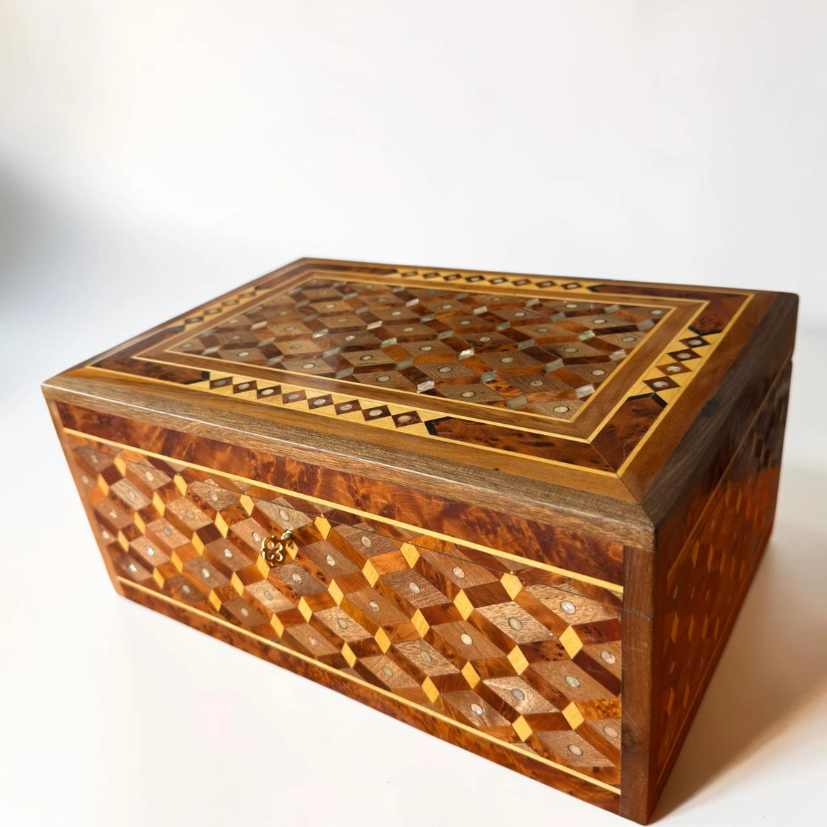 Large Wooden Jewelry Box – Handmade Moroccan Thuya Burl Box