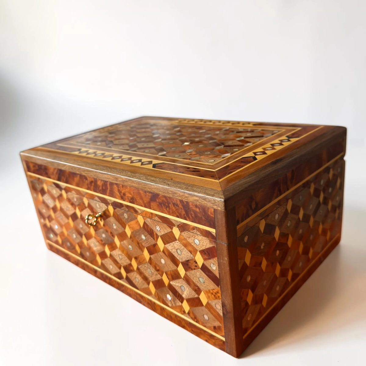 Large Wooden Jewelry Box – Handmade Moroccan Thuya Burl Box – additional view 3