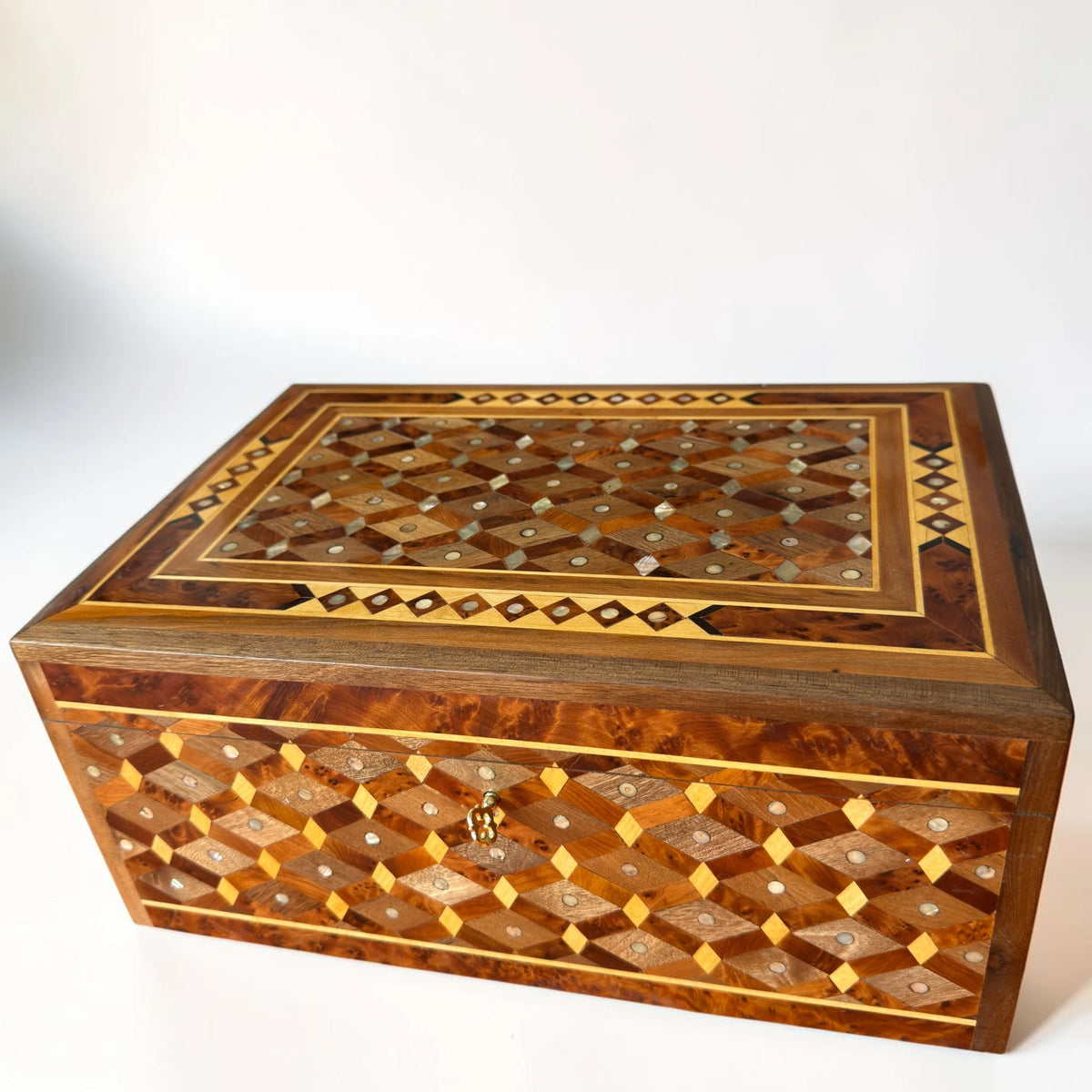 Large Wooden Jewelry Box – Handmade Moroccan Thuya Burl Box – additional view 4