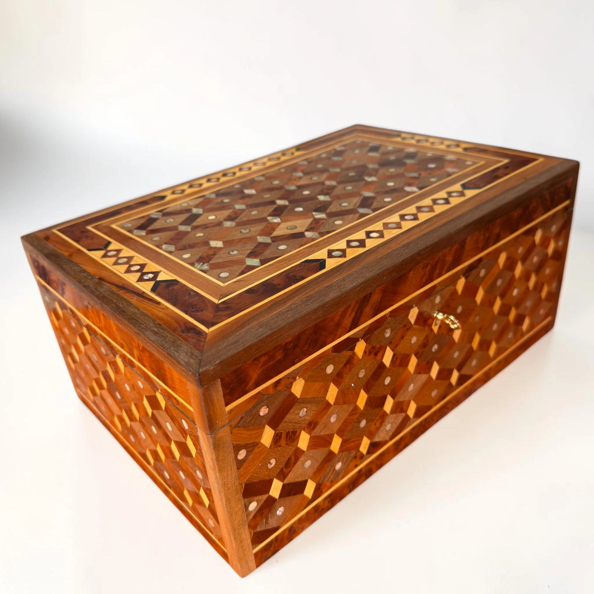 Large Wooden Jewelry Box – Handmade Moroccan Thuya Burl Box – additional view 6