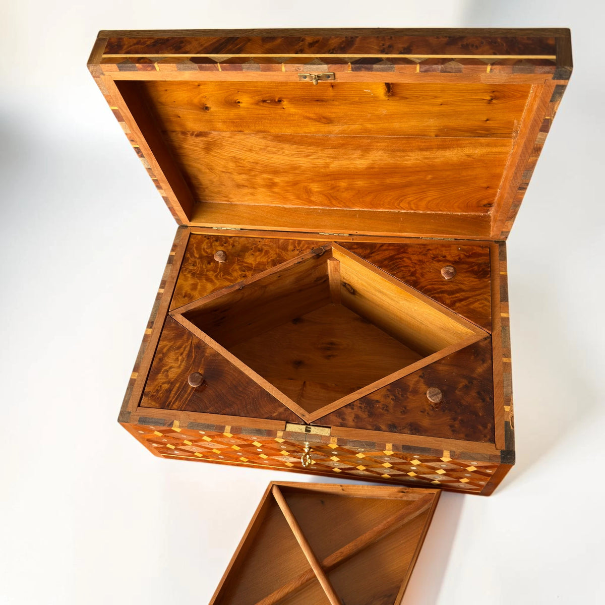 Large Wooden Jewelry Box – Handmade Moroccan Thuya Burl Box – additional view 11