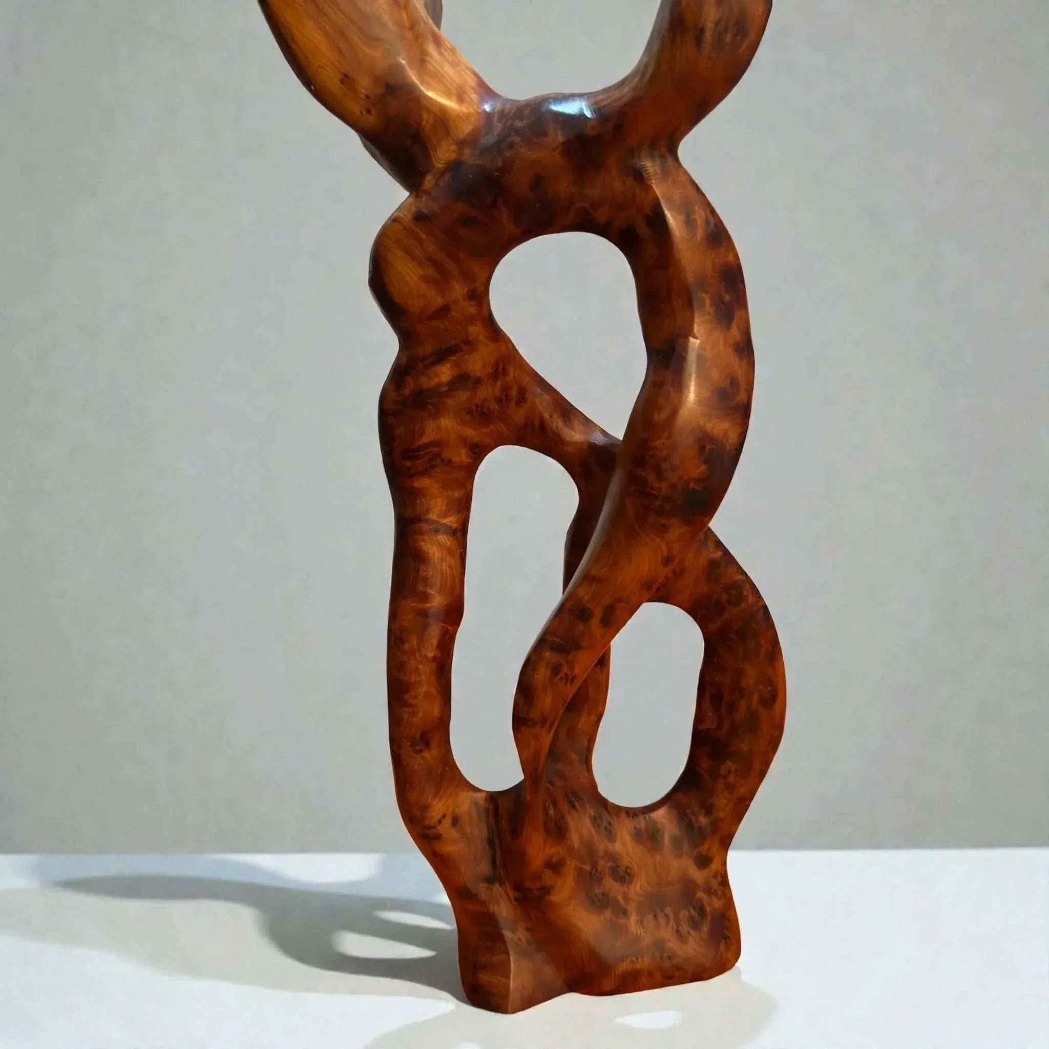 Natural wood modern sculpture handmade for warm interiors