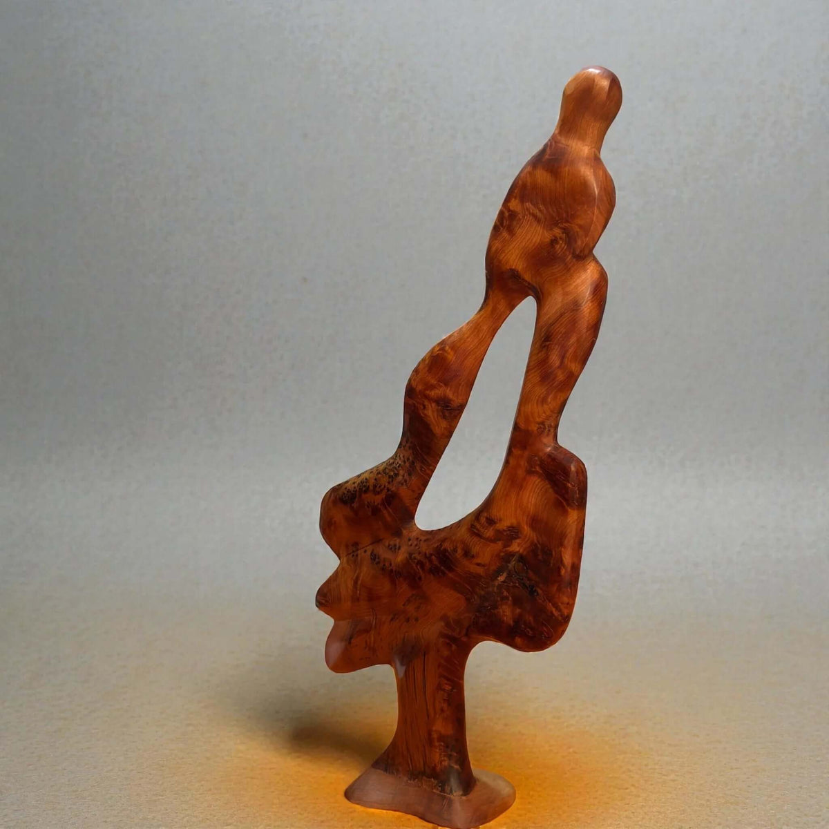Wood sculpture decor handmade in Morocco with abstract natural form