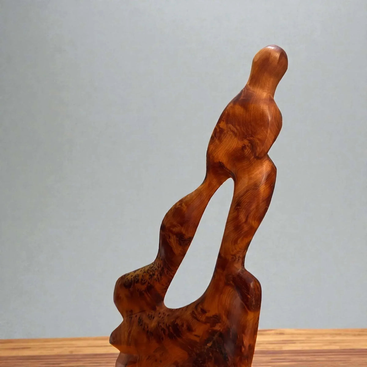 Handmade Moroccan wood sculpture with organic natural shape