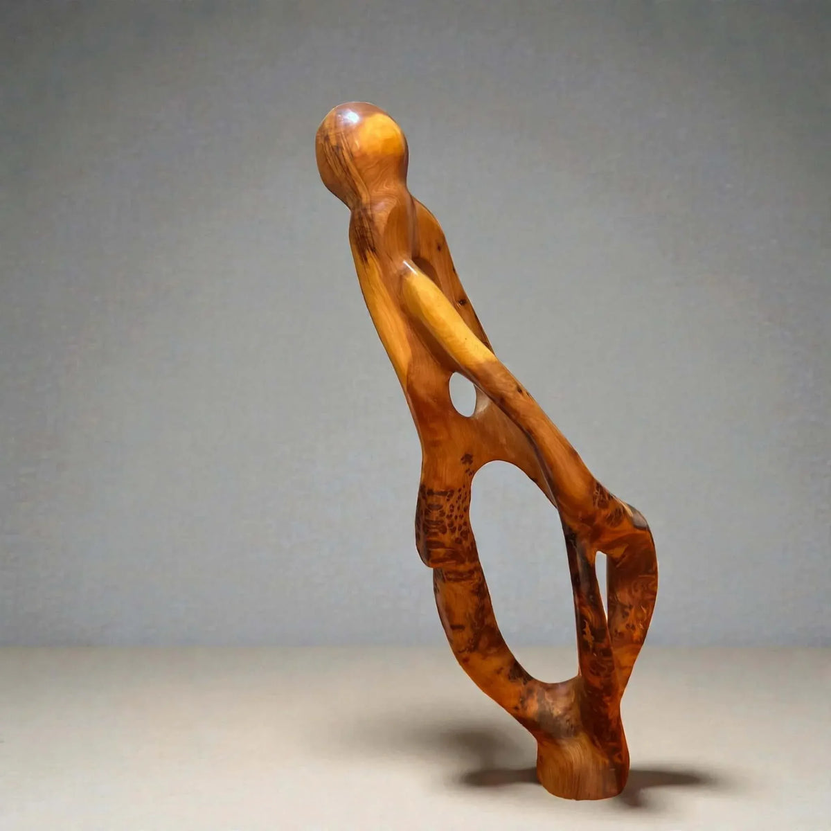 Wooden shelf sculpture handmade from natural wood in Morocco