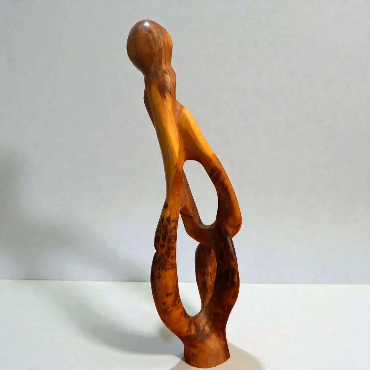 Handmade wood shelf sculpture for living room decor