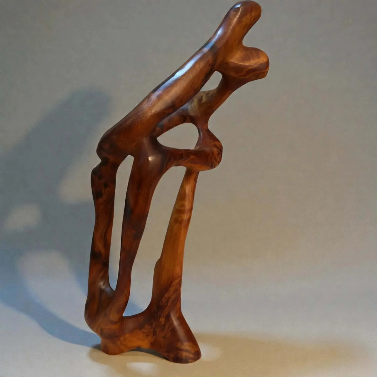 Wood carving sculpture handmade in Morocco for rustic shelf decor