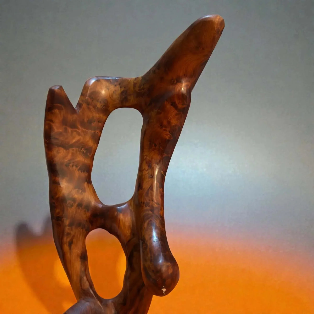 Natural wood hand-carved sculpture for rustic home styling