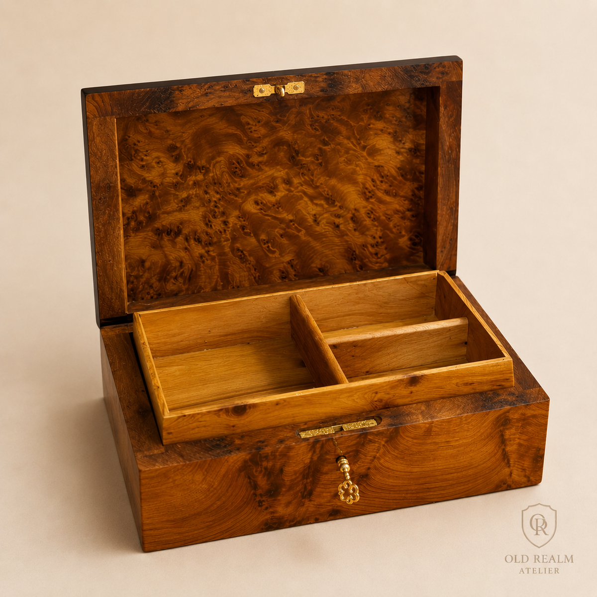Lockable Jewelry Box – 20cm Moroccan Thuya Burl Box – additional view 2