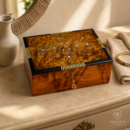 Lockable Jewelry Box – 20cm Moroccan Thuya Burl Box – additional view 4