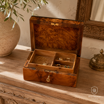 Lockable Jewelry Box – 20cm Moroccan Thuya Burl Box – additional view 6