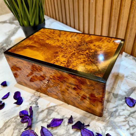 Lockable Jewelry Box – Handmade Thuya Wooden Organizer with Key - AtlasMuseCrafts