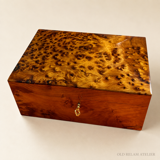 Wooden Box Organizer with Key – 23cm Moroccan Thuya Storage
