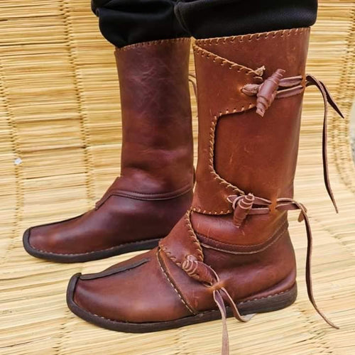 Handmade Leather Boots – Authentic Medieval Viking Boots Brown - AtlasMuseCrafts