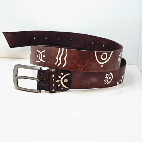 Moroccan Leather Belts Hand-Painted - AtlasMuseCrafts