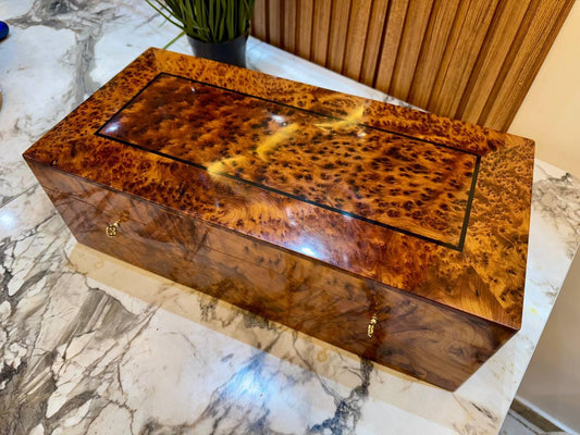 Royal jewellery box burl wooden box lockable with key - AtlasMuseCrafts