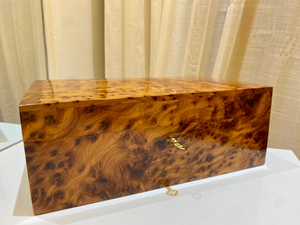 Burl Wood Box Organizer with Lock - AtlasMuse