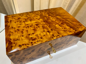 Burl Wood Box Organizer with Lock - AtlasMuse