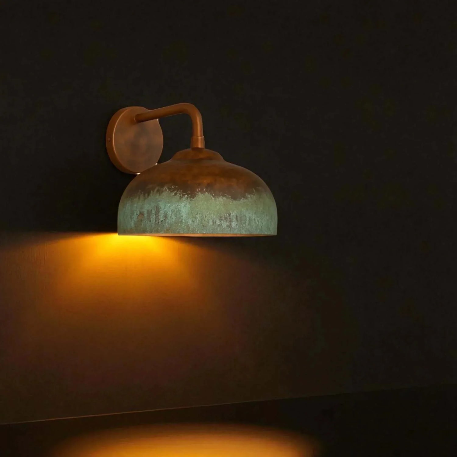 Moroccan copper wall art with oxidized patina finish