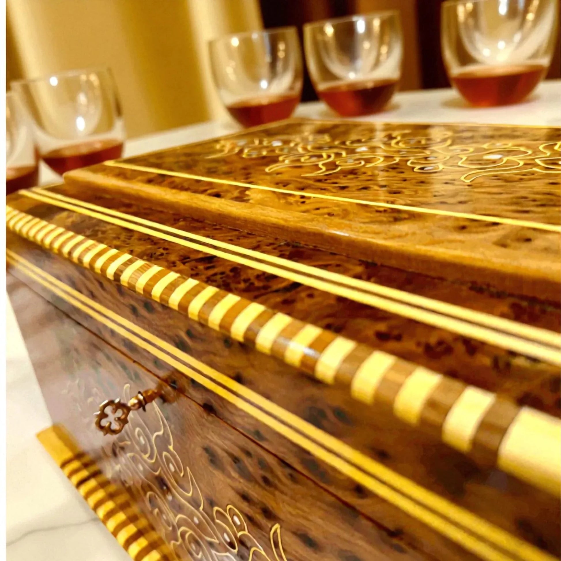 Vintage Wooden box with mirror inside With Key made from